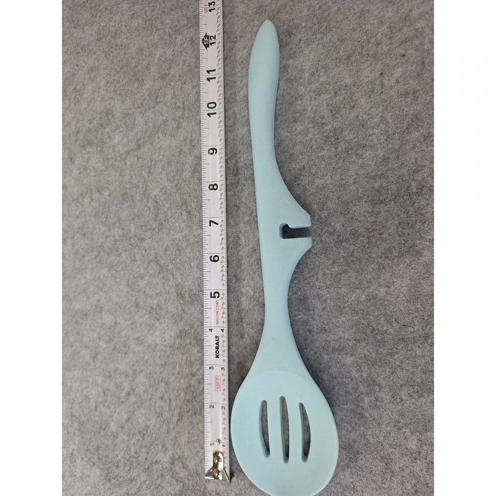 Rachael Ray Lazy Slotted Spoon Light Blue Silicone Pot Resting Kitchen Tool 12